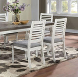 ZUN Majestic Rustic 2pc Dining Chairs Only Antique White Solid wood Gray Fabric Cushions Two-tone Turned B011110877