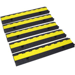 ZUN Cable Protector Ramp, 2 Channels Speed Bump Hump, Rubber Modular Speed Bump Rated 11000 LBS Load W465121324