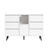 ZUN Living Room Sideboard Storage Cabinet White High Gloss with LED Light, Modern Kitchen Unit Cupboard W132166385