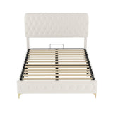 ZUN Queen Platform Bed Frame With pneumatic hydraulic function, Velvet Upholstered Bed with Deep Tufted W834126419