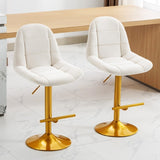 ZUN Velvet Swive Bars Set of 2 Adjustable Counter Height Bar Chairs with Back Gold Base Modern PP322590AAK