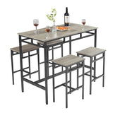 ZUN Bar table set 5PC Dinging table set with high stools, structural strengthening, industrial style. W1162126318