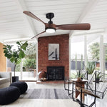 ZUN 52 in. Integrated LED Indoor Brown Wood Ceiling Fan with Light Kit and Remote Control W136782187