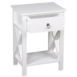 ZUN FCH Nightstand Modern End Table, Side Table with 1 Drawer and Storage Shelf, White 06395973