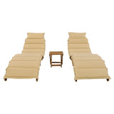 ZUN TOPMAX Outdoor Patio Wood Portable Extended Chaise Lounge Set with Foldable Tea Table for Balcony, WF300021AAD