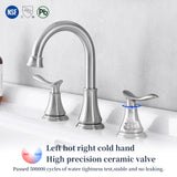 ZUN 2-Handle 8 inch Widespread Bathroom Sink Faucet Brushed Nickel Lavatory Faucet 3 Hole 360&deg; Swivel 01184644