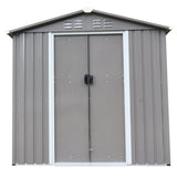 ZUN XWT008 Garden Metal Storage Shed Gray 6x4x6ft outdoor storing tools Rainproof W1711115492