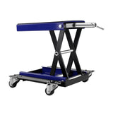 ZUN 1100 Lbs Steel Wide Deck Motorcycle Lift ATV Scissor Lift Jack with Dolly and Hand Crank Bikes W1239124262