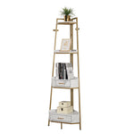 ZUN Corner Shelf with Two Drawers 72.64'' Tall, 4-tier Industrial Bookcase, Gold 94323375