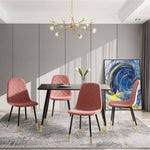 ZUN Pink Velvet Tufted Accent Chairs with Golden Color Metal Legs, Modern Dining Chairs for Living W116464067