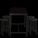 ZUN 5-piece rural kitchen table with four bar stools, metal frame and MDF, black W57862598