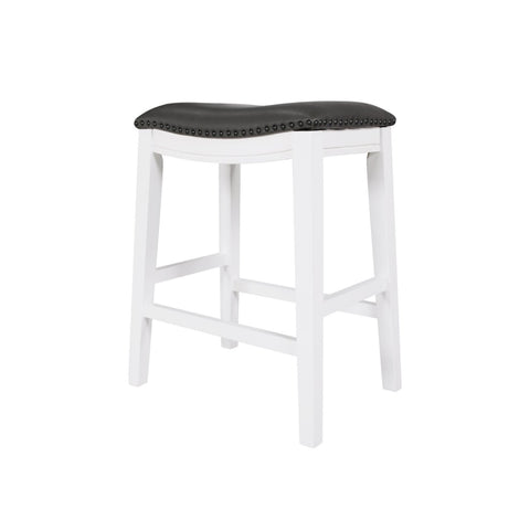 ZUN Saddle Stool -25" Counter Stool, White/Dark Gray PU, Set of 2 B046P144392