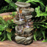 ZUN 29.9inches Rock Water Fountain with LED Lights 55772103
