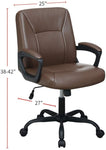 ZUN Relax Cushioned Office Chair 1pc Brown Color Upholstered Seat back Adjustable Chair Comfort HS00F1681-ID-AHD