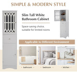 ZUN Tall Bathroom Cabinet, Freestanding Storage Cabinet with Drawer and Doors, MDF Board, Acrylic Door, WF289427AAK