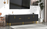 ZUN U-Can Modern TV Stand with 5 Champagne Legs - Durable, Stylish and Spacious, TVs Up to 75'' WF300599AAB
