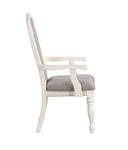 ZUN ACME Florian Arm Chair, Gray Fabric & Antique White Finish DN01655