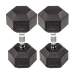 ZUN Rubber Coated Hex Dumbbells, Home Gym Training Hex Dumbbell with Metal Handle, 45lbs Free Weights in 04399833