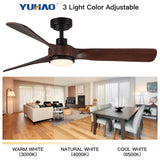 ZUN 52 in. Integrated LED Indoor Brown Wood Ceiling Fan with Light Kit and Remote Control W136782187