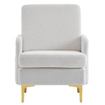 ZUN Teddy Velvet Gold Feet Indoor Leisure Chair Off-White 18494089