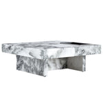 ZUN A modern and practical coffee table, black and white in imitation marble pattern, made of MDF W1151119880