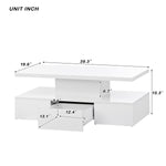 ZUN ON-TREND Modern Glossy Coffee Table With Drawer, 2-Tier Rectangle Center Table with LED lighting for WF297894AAK