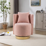 ZUN 25.2'' Wide Swivel Accent Barrel Chair, Modern Curved Tufted Back With Gold Metal Base, Upholstered W1852105782