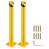 ZUN Safety Bollards, 48inch Height Bollard Post, Yellow Powder Coated Safety Parking Barrier Post with 4 20842589