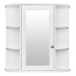 ZUN 3-tier Single Door Mirror Indoor Bathroom Wall Mounted Cabinet Shelf White 48311781