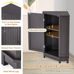 ZUN Bathroom Cabinet Triangle Corner Storage Cabinet with Adjustable Shelf Modern Style MDF Board, Black WF291477AAD
