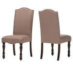 ZUN Transitional Antique Cherry Beige Set of 2pc Side Chairs Padded Fabric Turned Legs Dining Room B011P152638