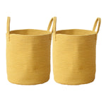 ZUN 2PCs X Cotton Rope Woven Storage Baskets with Strong Handles Nursery Laundry Basket Kids Toy Hamper 23353797