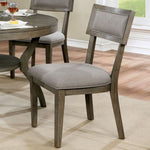 ZUN Rustic Grey Solid wood 2pc Dining Chairs Fabric Upholstered Seat Back Curved Dining Room Furniture B011107813