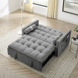 ZUN Modern 55.5" Pull Out Sleep Sofa Bed 2 Seater Loveseats Sofa Couch with side pockets, Adjsutable W119368697