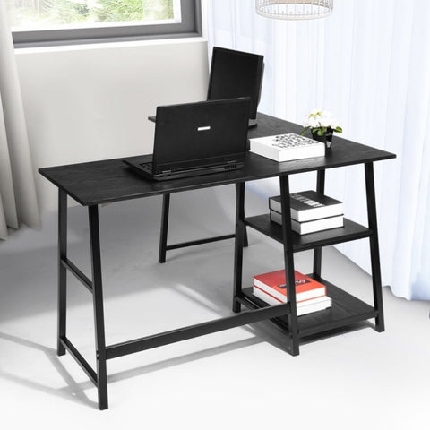 ZUN 43.5"W X 27.6" D L-Shaped Corner Computer Desk with Open Shelves, BLACK W131470768