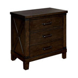ZUN Rustic Style Dark Walnut Finish 1pc Nightstand Bedroom Furniture Solid wood 3-Drawers bedside Table B011P156649