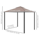 ZUN 10' x 10' Patio Gazebo, Outdoor Gazebo Canopy Shelter with Double Vented Roof, Netting and Curtains, W2225142549