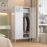 ZUN Metal Wardrobe Cabinet, Armoire Wardrobe Closet Hanging Rod and Doors, Metal Wardrobe Closet 72467009