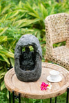 ZUN 8.3x5.9x13.6" Decorative Gray Tabletop Water Fountain with Sitting Buddha and LED Light, for Indoor W2078138938