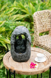 ZUN 8.3x5.9x13.6" Decorative Gray Tabletop Water Fountain with Sitting Buddha and LED Light, for Indoor W2078138938