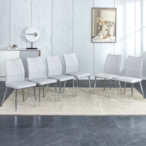 ZUN 6 light gray dining chairs. Modern chairs from the Middle Ages. Made of PU material cushion and W1151136988