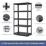 ZUN 5-Tier Adjustable Metal Shelving Unit, Heavy Duty Shelving Utility Rack for garage Basement Kitchen 06208305