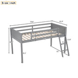 ZUN Twin Size Wood Loft Bed with Ladder, ladder can be placed on the left or right, Gray WF315204AAE