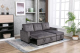 ZUN 77 Inch Reversible Sectional Storage Sleeper Sofa Bed L-Shape 2 Seat Sectional Chaise With Storage W120343143