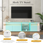 ZUN Modern Design TV Stands for TVs up to 80'', LED Light Entertainment Center, Media Console with WF320420AAK