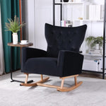 ZUN Mid Century Modern Velvet Upholstered Rocking Chair Padded Seat for Living Room Bedroom W136166451