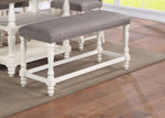 ZUN 1pc Traditional Style Chalk Gray Finish Counter Dining Height Turned Legs Nailhead Trim Linen Fabric B011P145252