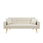 ZUN Beige Convertible Fabric Folding Futon Sofa Bed , Sleeper Sofa Couch for Compact Living Space. W58863138