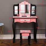 ZUN Three-Fold Mirror Single Drawer Arc Feet Children Dresser Red Leopard Print 96588246