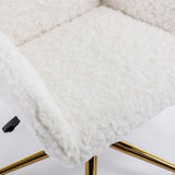 ZUN A&A Furniture Office Chair,Artificial rabbit hair Home Office Chair with Golden Metal W114392211